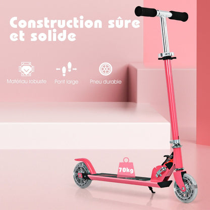Trottinette Enfant 2 Roues Patinette Enfant Pliable Scooter Enfant Kick Avec LED Lumière Hauteur Réglable Bleu/Bleu Foncé/Rose/Rouge/Violet/Jaune