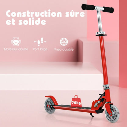 Trottinette Enfant 2 Roues Patinette Enfant Pliable Scooter Enfant Kick Avec LED Lumière Hauteur Réglable Bleu/Bleu Foncé/Rose/Rouge/Violet/Jaune