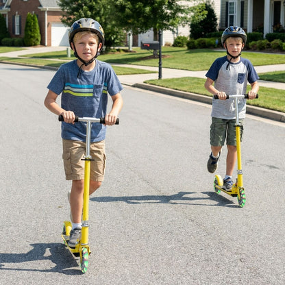 Trottinette Enfant 2 Roues Patinette Enfant Pliable Scooter Enfant Kick Avec LED Lumière Hauteur Réglable Bleu/Bleu Foncé/Rose/Rouge/Violet/Jaune