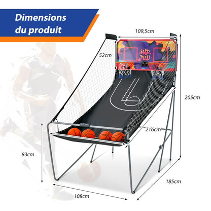 Jeu De Basketball Arcade Panier Compteur Basketball Panier De Basketball Arcade Blanc Et Noir 185X108X205Cm En Acier Bleu/Blanc/Gris/Violet