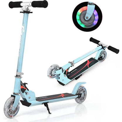 Trottinette Enfant 2 Roues Patinette Enfant Pliable Scooter Enfant Kick Avec LED Lumière Hauteur Réglable Bleu/Bleu Foncé/Rose/Rouge/Violet/Jaune