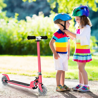 Trottinette Enfant 2 Roues Patinette Enfant Pliable Scooter Enfant Kick Avec LED Lumière Hauteur Réglable Bleu/Bleu Foncé/Rose/Rouge/Violet/Jaune