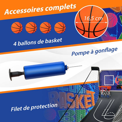 Jeu De Basketball Arcade Panier Compteur Basketball Panier De Basketball Arcade Blanc Et Noir 185X108X205Cm En Acier Bleu/Blanc/Gris/Violet